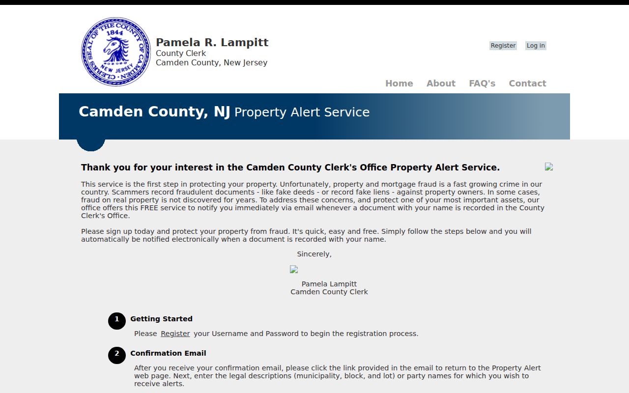 Lindenwold residents directory Camden County Property Alert registration