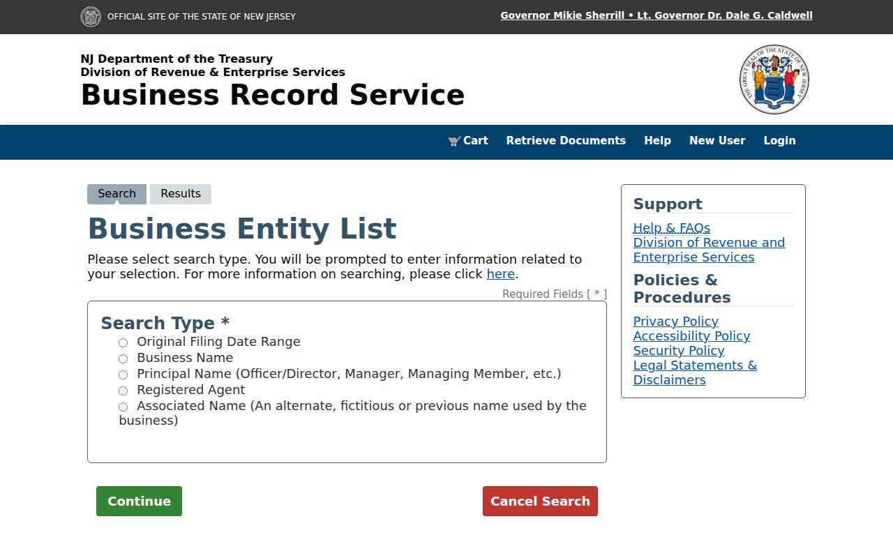 Lindenwold resident lookup using New Jersey business record search fields