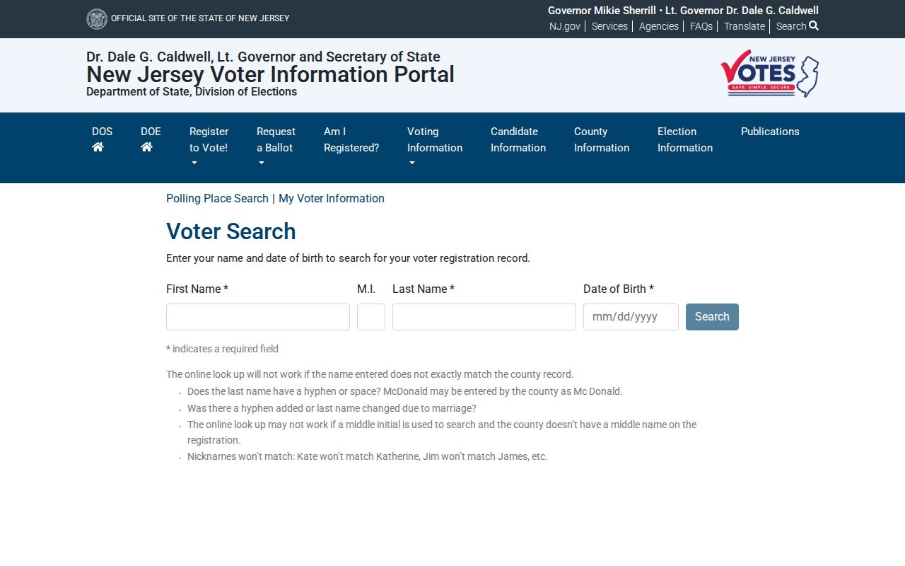 Lindenwold resident lookup through the New Jersey voter registration check